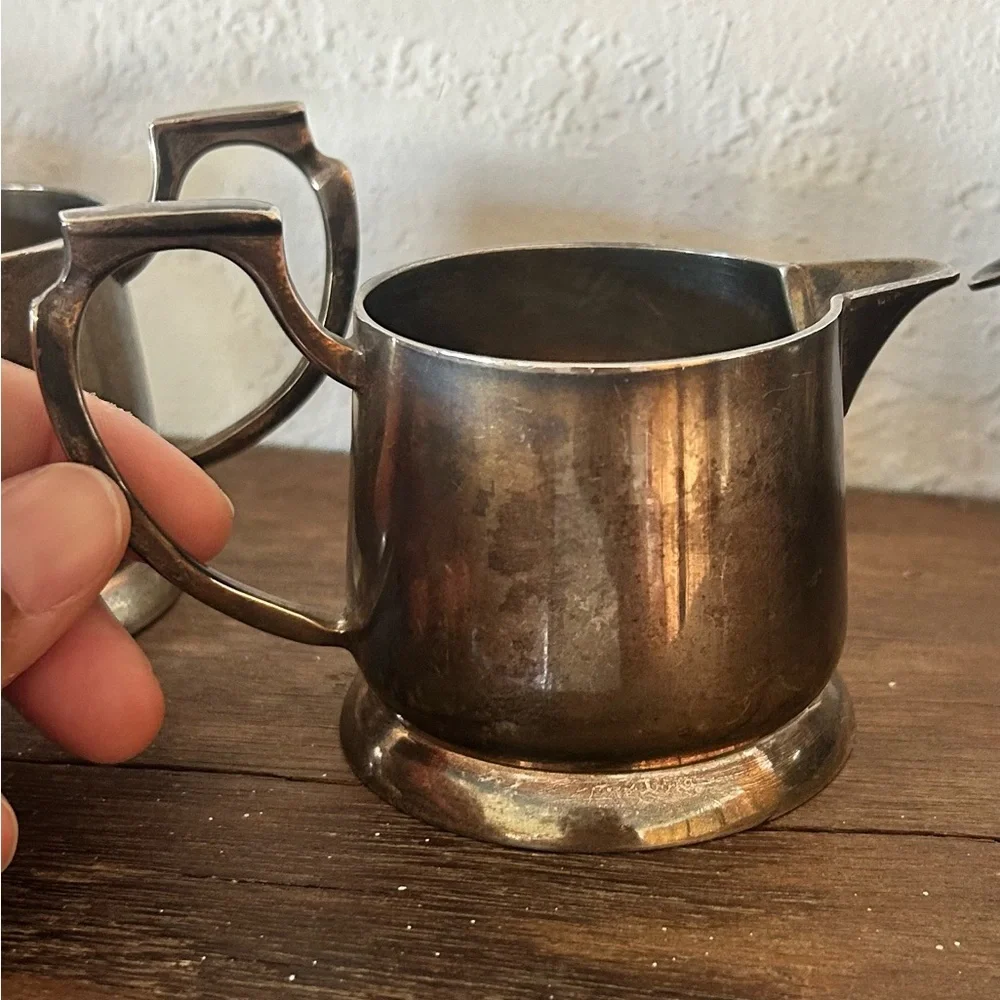 Vintage 4pc Silver Plated Tea Set Made in India Natural Patina